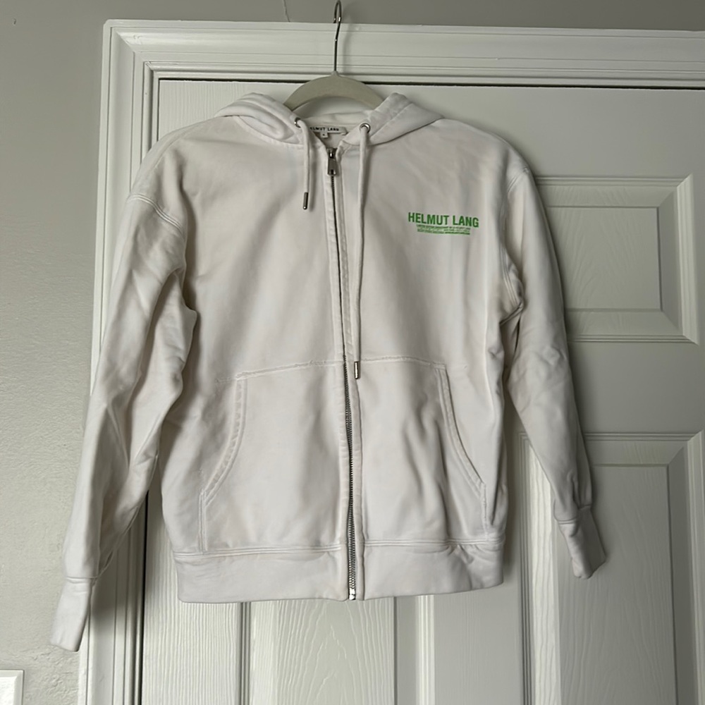 helmut lang white zip hoodie